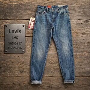 Levis Vintage Clothing 505-0217 Womens 26 Selvedge Denim Talon 42 Zipper Big E